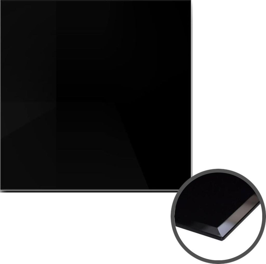 HOOZ Funkenschutzplatte – ESG Sicherheitsglas 6 mm, quadratische Bodenschutz Glasplatte mit Facettenschliff, hitzebeständig bis 300 °C, Schwarz...