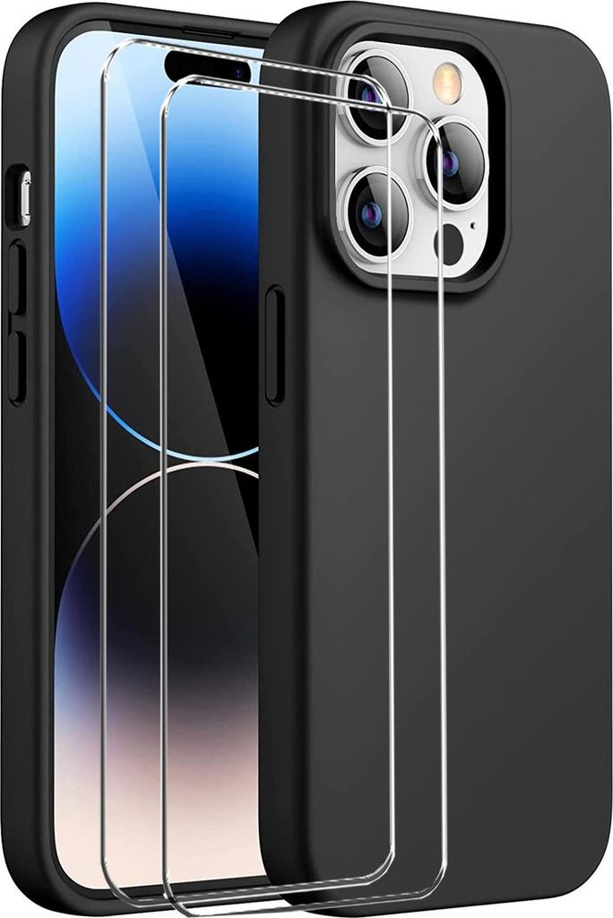 2in1 Schutz Cover Set für das Apple iPhone 16 Pro Max besteht aus 2x 9H Glas Folie Display Schutzfolie und 1x Silikon Case Schutzhülle - Hülle i...