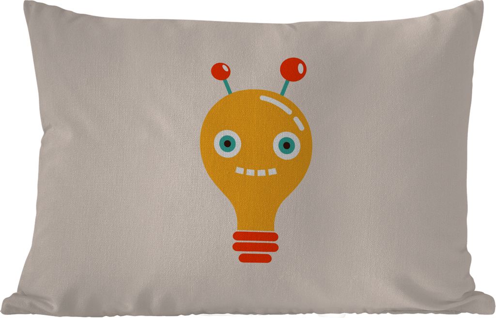 MuchoWow Outdoor Kissen - Roboter - Glühbirne - Gesicht - Antenne - Kinder - 50x30 cm - Wetterfest - Lounge Kissen - Sofa kissen - Wohnzimmer De...