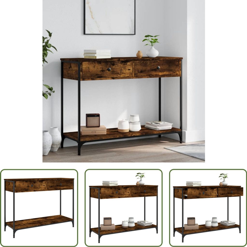 The Living Store Konsolentisch Räuchereiche 100x34,5x75 cm Holzwerkstoff