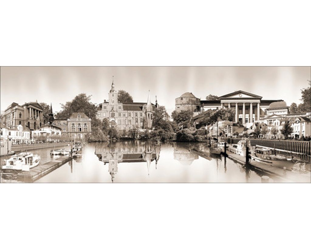 Glasbild Oldenburg Wahrzeichen grau I 80x30 cm