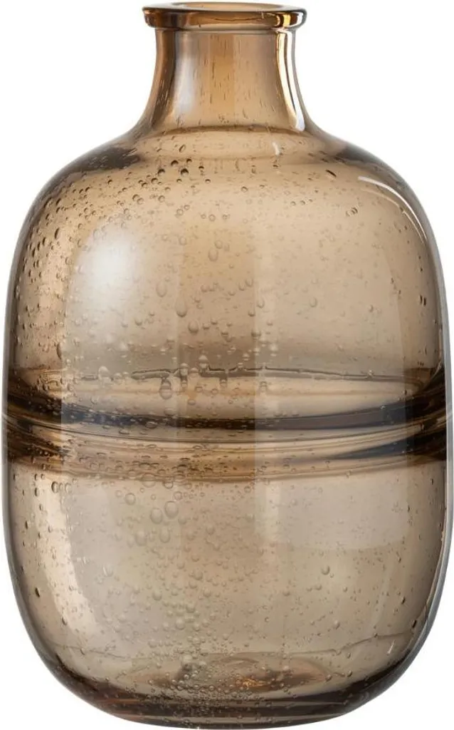 Vase en Verre Ambré Style Art Déco - Soliflore Rond Cannelé J-Line