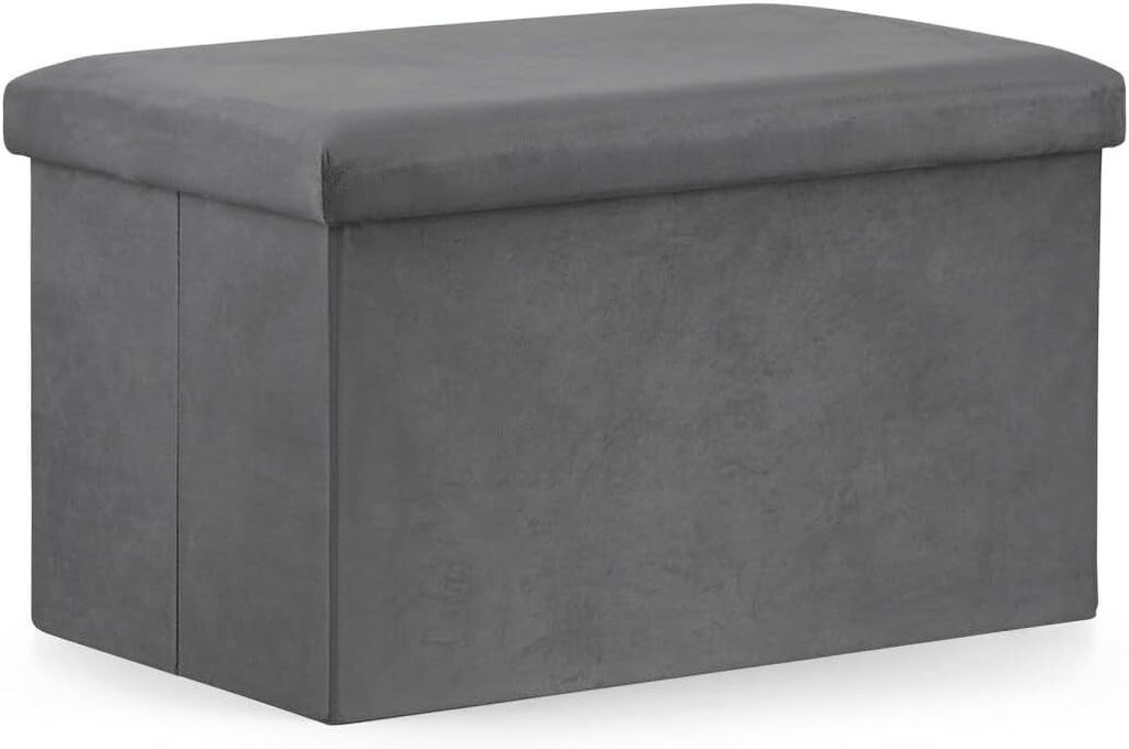 VBChome Sitzpouf 60 x 38 x 38 cm Grau Sitzhocker mit Produktbild 