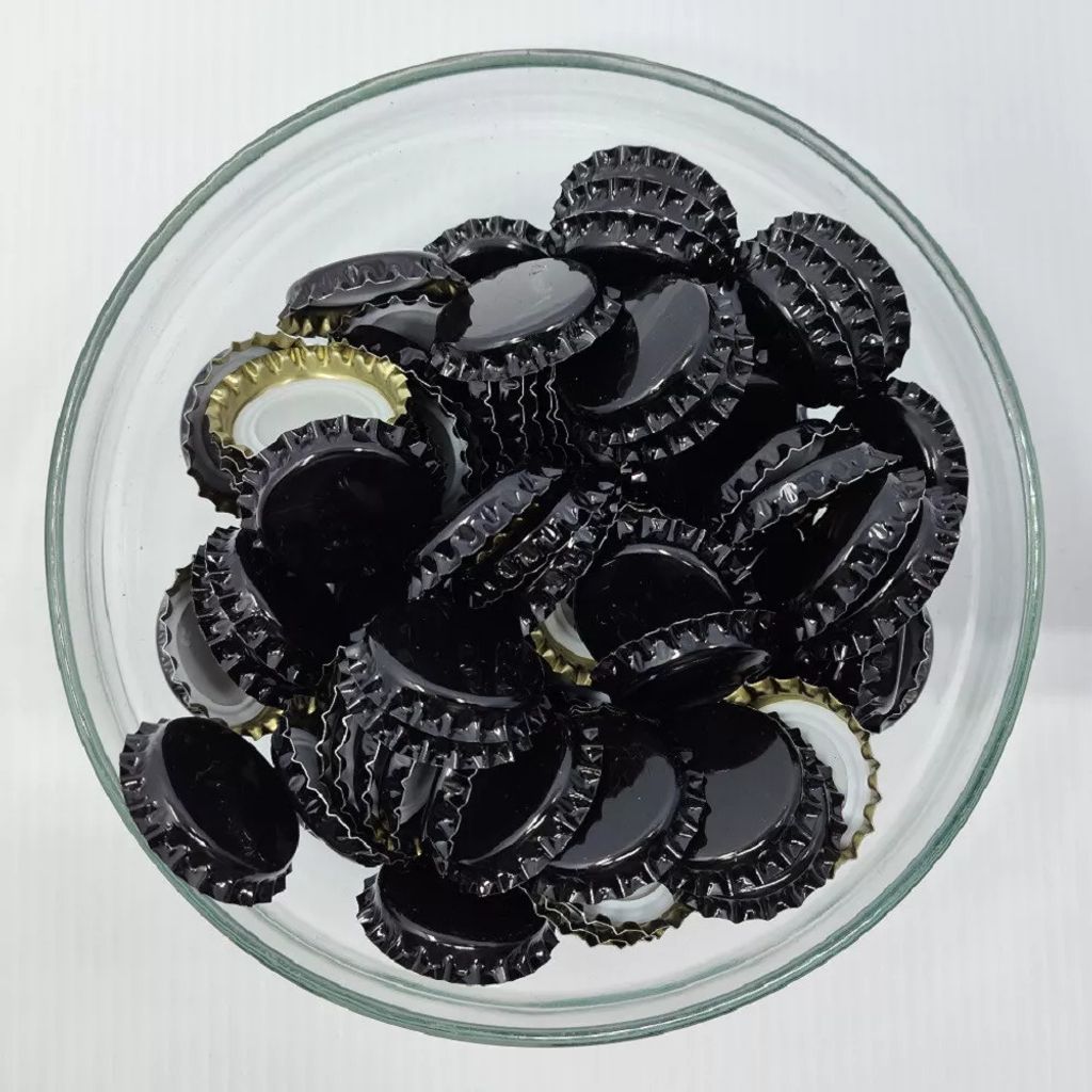 100 x Kronkorken 26mm - Kronenkorken mit Kunststoffeinlage - Bierkapsel für Bierflaschen Limonadeflaschen SCHWARZ