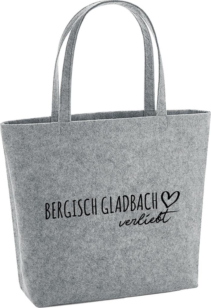 Huuraa Filzshopper Bergisch Gladbach verliebt 22 Liter Grey Melange Filztasche Geschenkidee