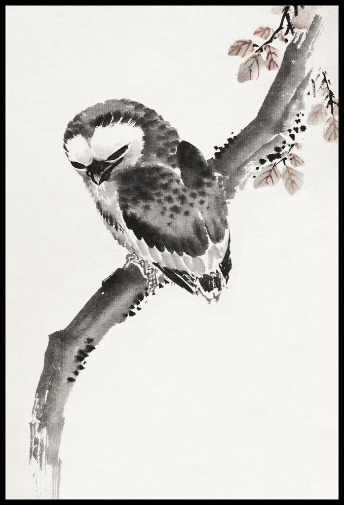 Plakat 61x90,5cm Japanische Eule, Hokusai Japanisches Vintage für das Wohnzimmer