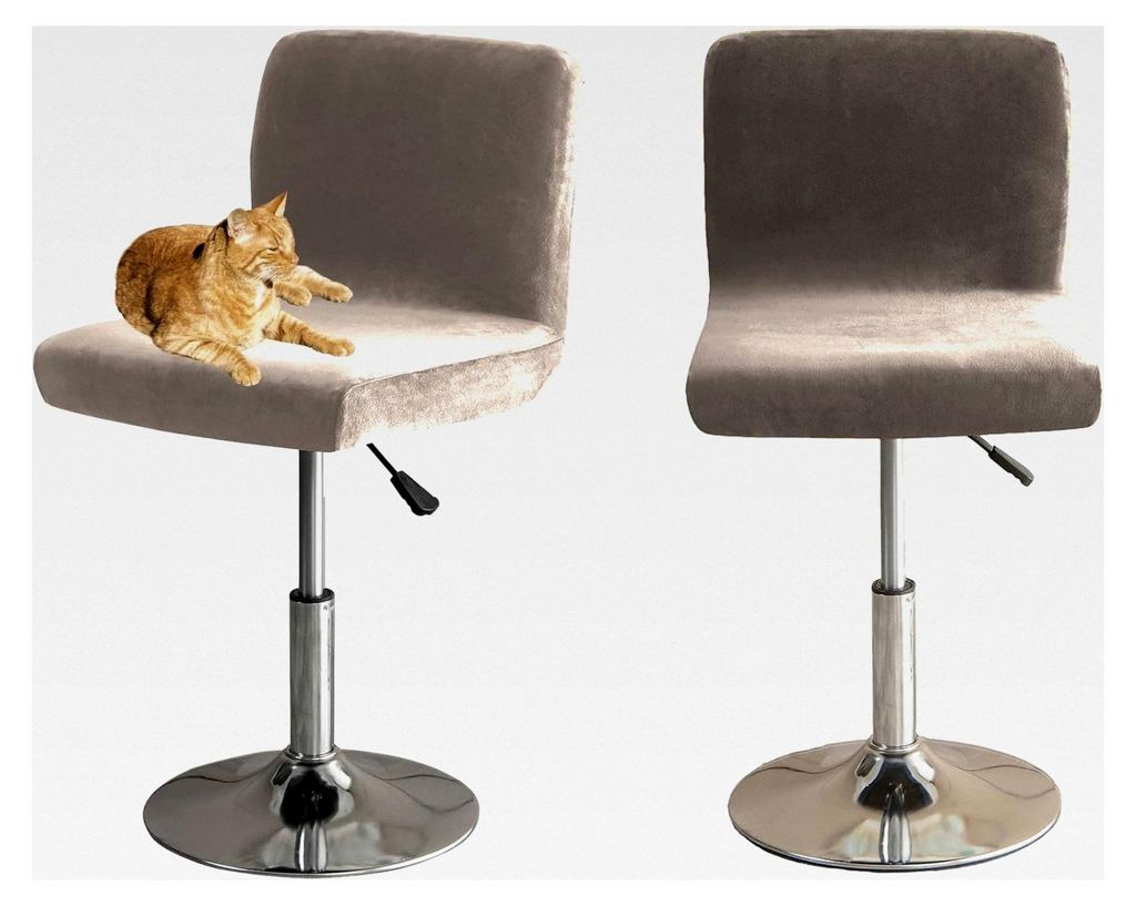 Barhockerbezüge mit Rückenlehne, Stretch-Samtstoff, abnehmbar, niedrige Rückenlehne, drehbare Stuhlbezüge, Taupe, 2er Set