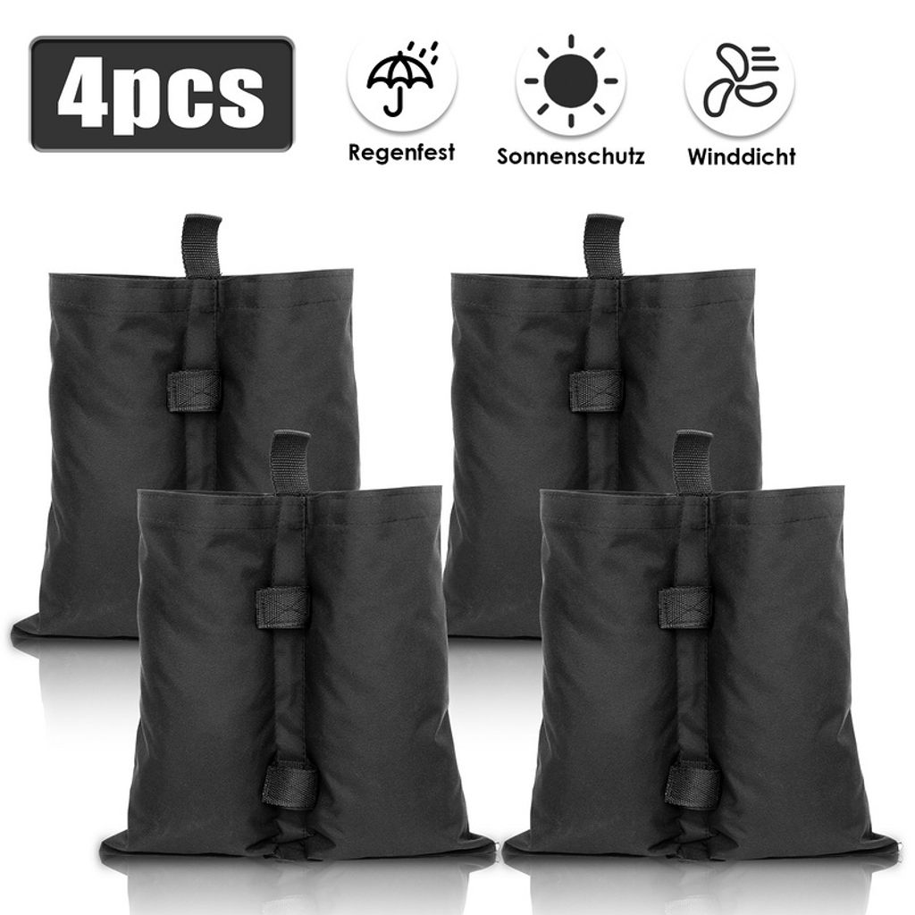 TolleTour 4X Pavillon Sandsäcke Outdoor-Sandsack Pavillon Gewichte 4er Set in schwarz – mit Sand, Splitt, Kies etc. befüllbar Füllvolumen pro ...