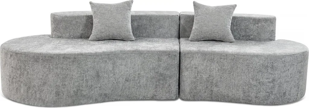 Canapé Virgule Avola en Tissu Texturé Gris 3 Places Design Moderne