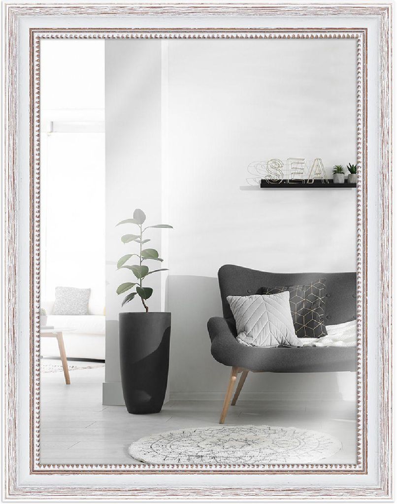 MendeFrames H390 Wandspiegel Shabby-Chic 59,4x84,1 cm weiß