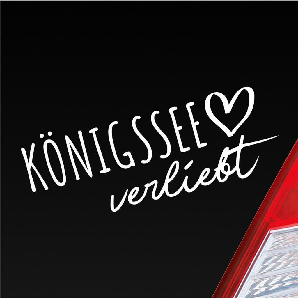 Auto Aufkleber Königssee verliebt Herz See Sea Liebe Car 19x7 cm Weiss Glanz Sticker Heckscheibenaufkleber