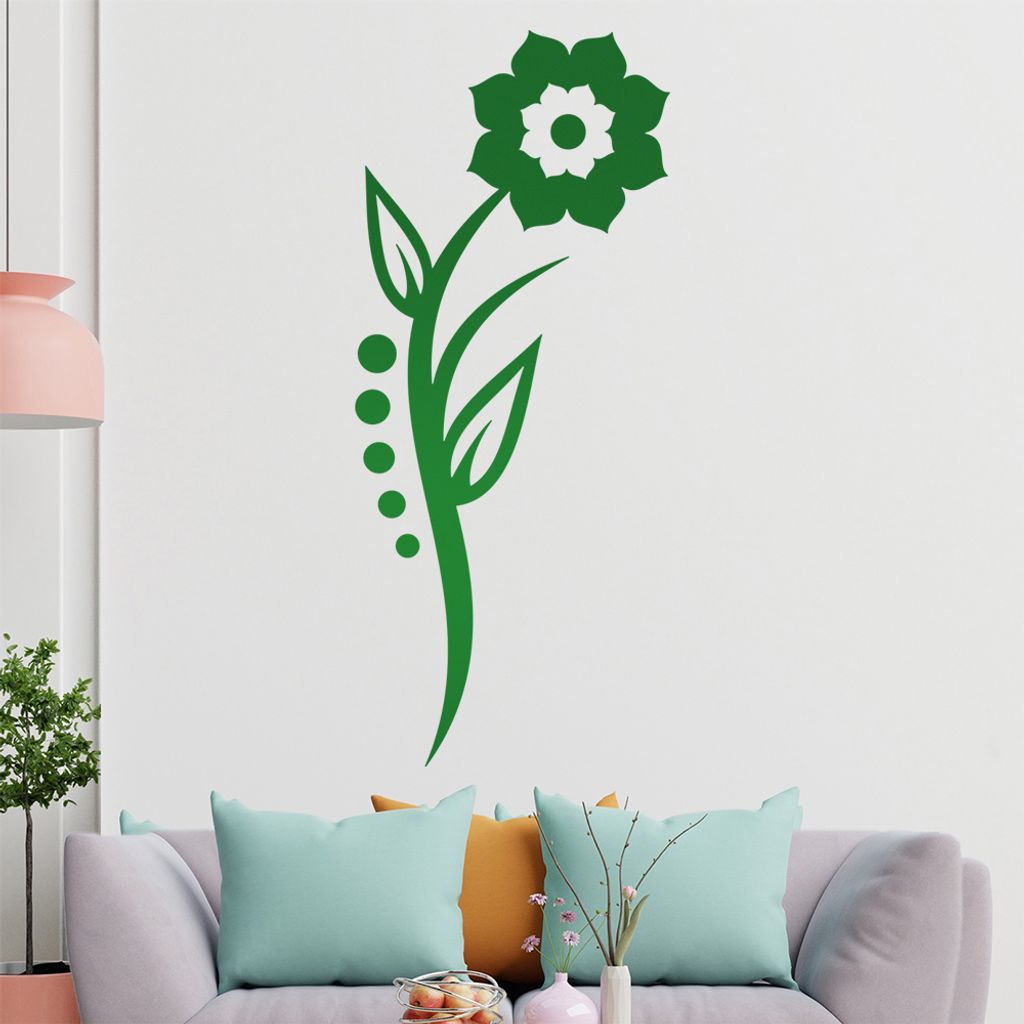 Blume - Linien Punkte Wandtattoo in 6 Größen - Wandaufkleber Wall Sticker - Dekoration, Küche, Wohnzimmer, Schlafzimmer, Badezimmer