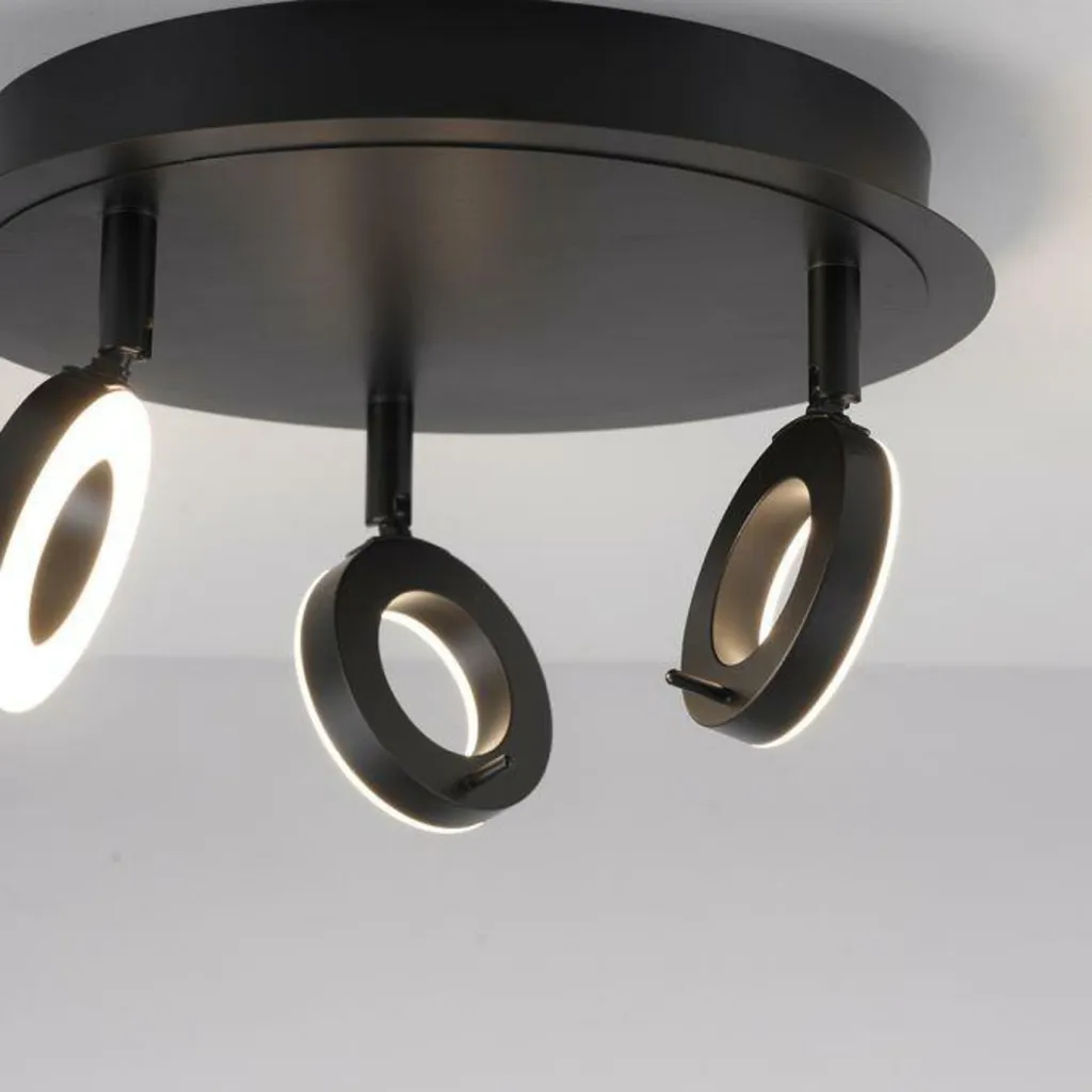 Plafonnier LED Anthracite pour Salon et Cuisine 3 Lampes Acier Ø 33 cm - 8