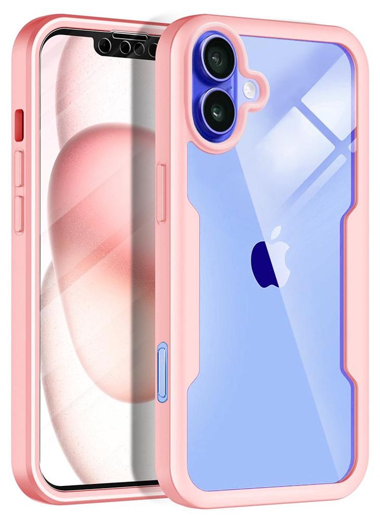 Techsuit ColorVerse 360 Hülle mit Schutzfolie für Apple iPhone 16 - Rosa