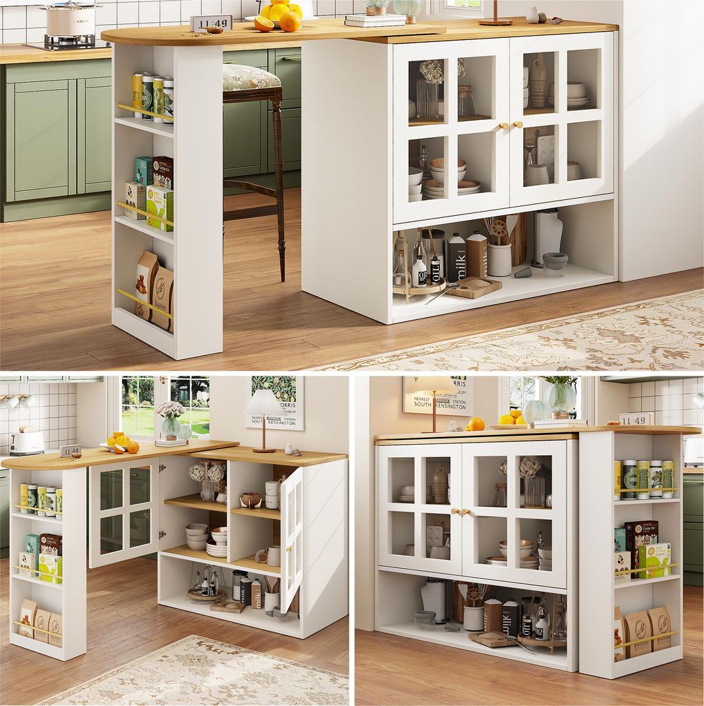 Fortuna Lai 360° drehbare Essbar, schlicht und modern, multifunktional, geeignet für Schlafzimmer, Wohnzimmer, Esszimmer, mit Snackregal, 5 Ablag...