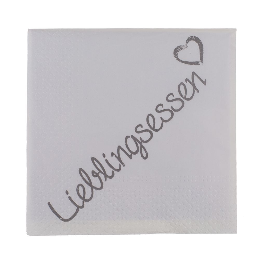 Servietten Lieblingsessen Weiß Papierservietten 20 Stück Party Geschenk 3-lagig