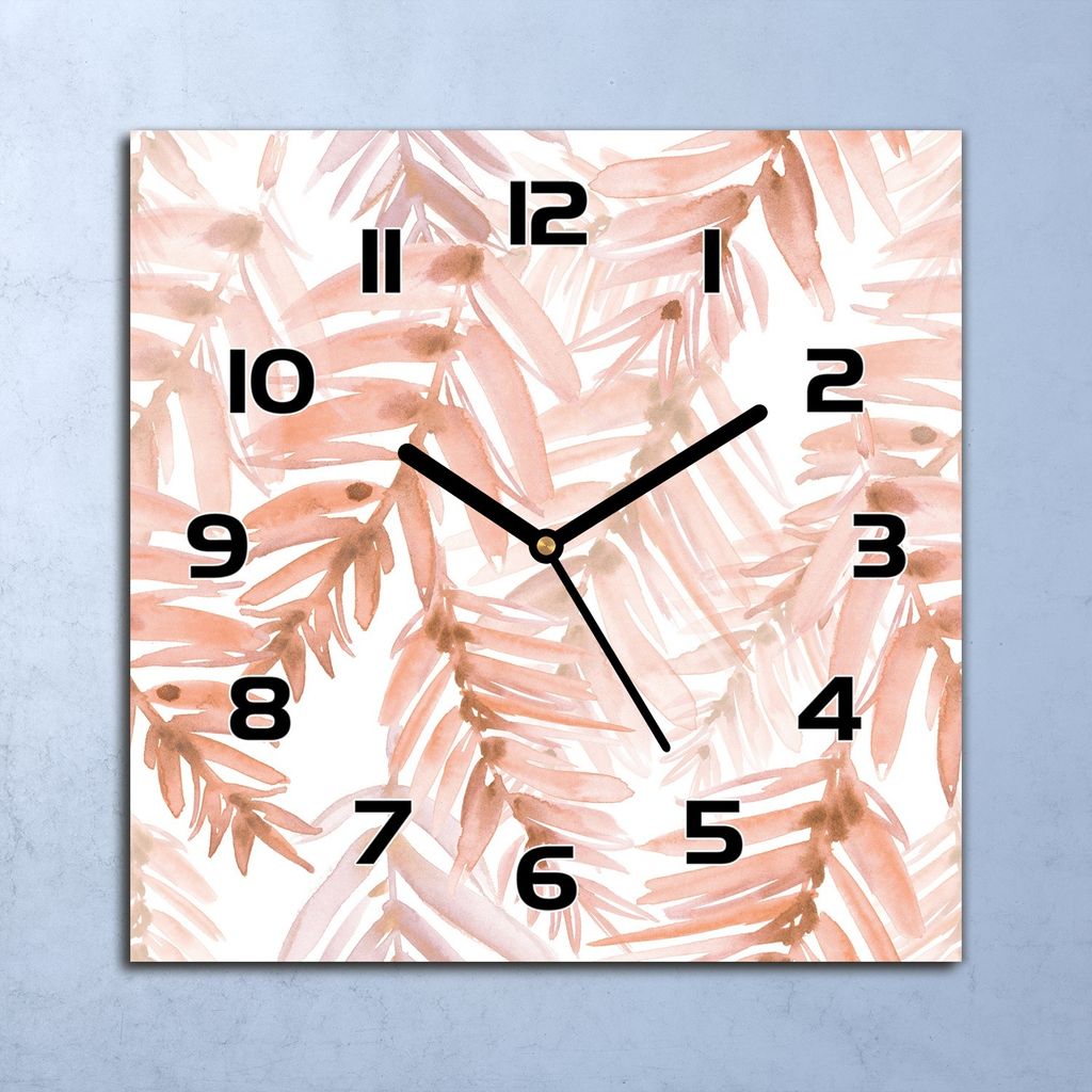 Wanduhr Echt-Glas-Küchenuhr Blasse Blatt Kunst Quarz 30x30 Deko Bilder