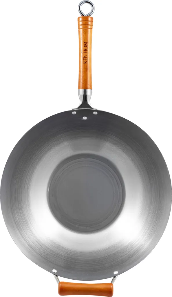 Wok Ken Hom en acier carbone avec manche en bois 36cm - Cuisine d'Asie