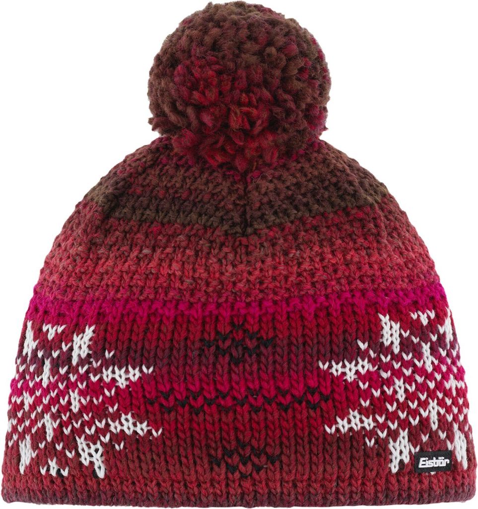 Eisbär Ike Strickmütze mit Bommel für Damen und Herren, Farbe:Rot