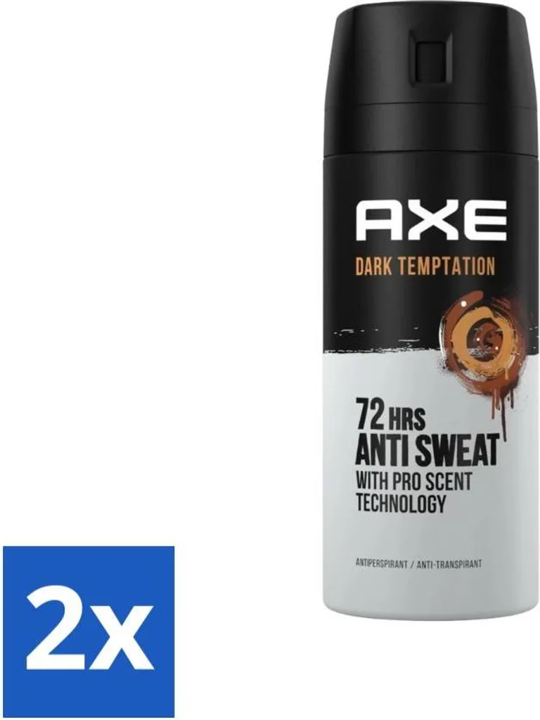 Axe Dark Temptation 2 Pezzi 150ml - Deodorante Spray 72h Anti-Sudore