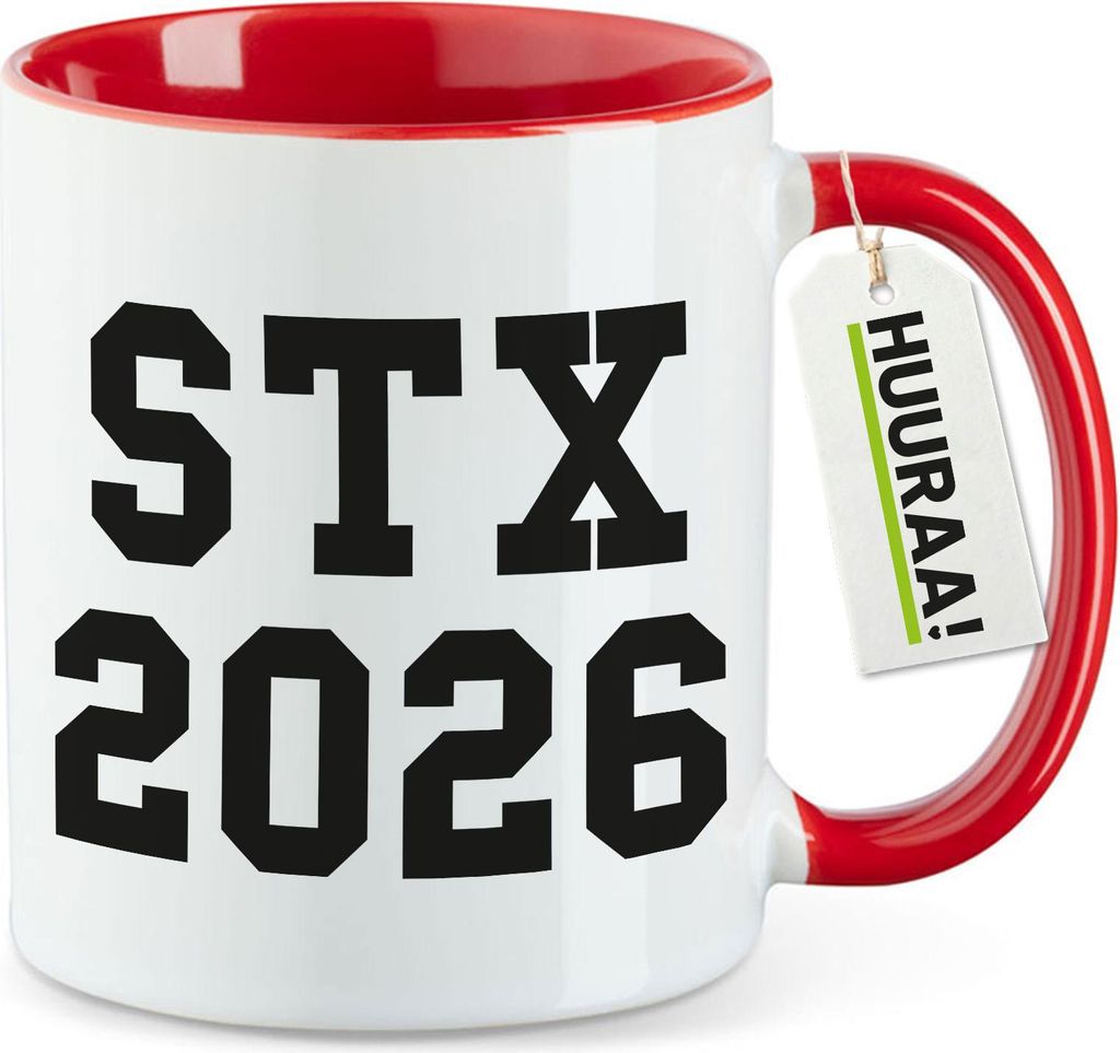 Huuraa Kaffeetasse STX 2026 Abschluss Dänemark 330ml Rot Keramik Kaffeebecher Geschenkidee