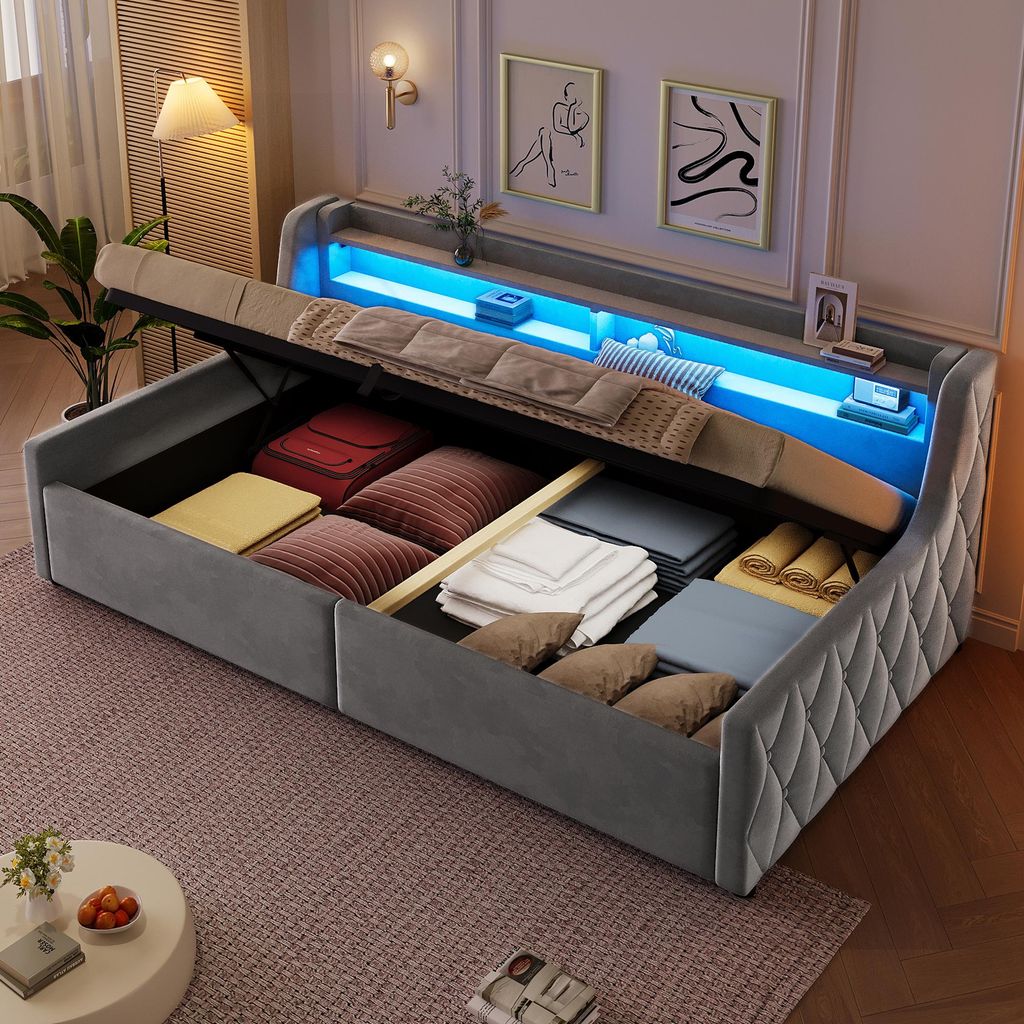 Merax Tagesbett 90x200 cm, Daybett Polsterbett mit Produktbild 