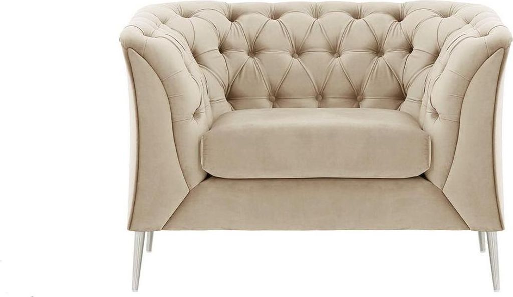 Sessel Chesterfield Modern aus medizinischem Schaumstoff-Velluto 2-verchromtes Metall
