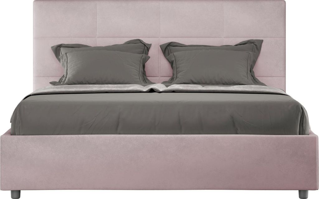 ITYHOME - Gepolstertes Bett mit Lattenrost 160x190 mit Mikrofaserbezug Fliederfarbe Mika