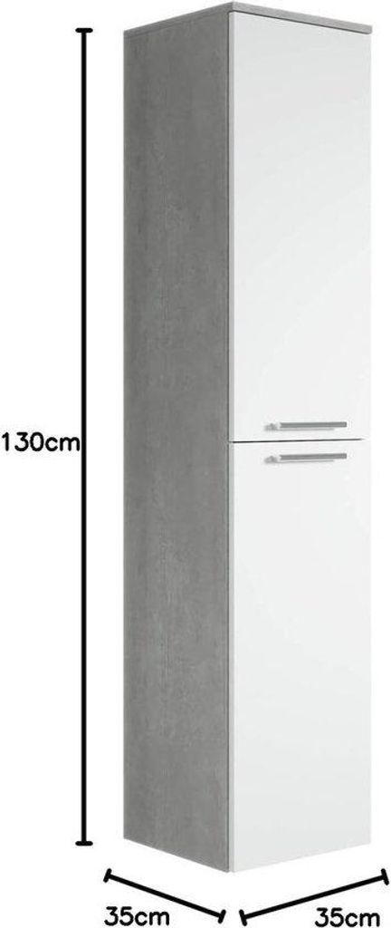 Weißer Badkasten aus Betonimitat, 130 cm Höhe