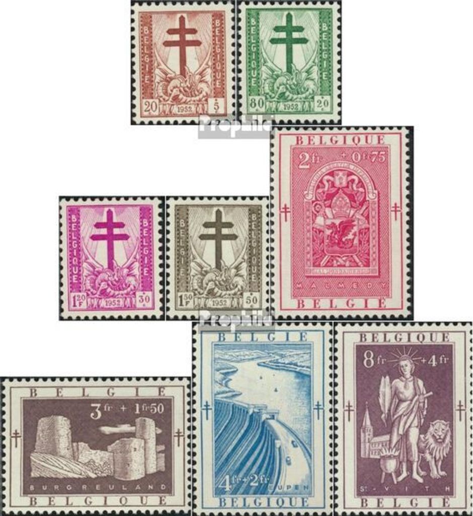 Briefmarken Belgien 1952 Mi 952-959 (kompl.Ausg.) Produktbild 