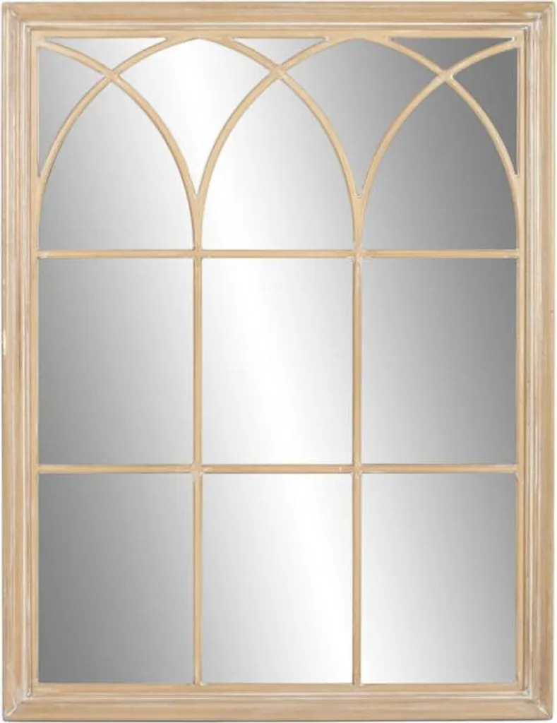 Miroir mural Home ESPRIT naturel fenêtre bois clair style verrière déco