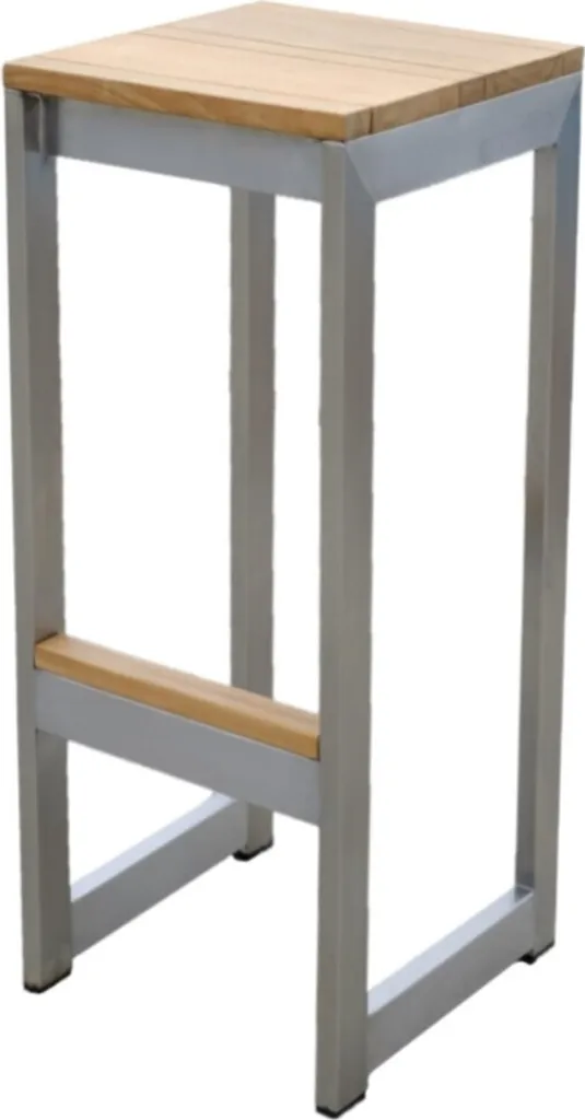 Tabouret de bar haut de gamme en teck et acier inoxydable Teako Design