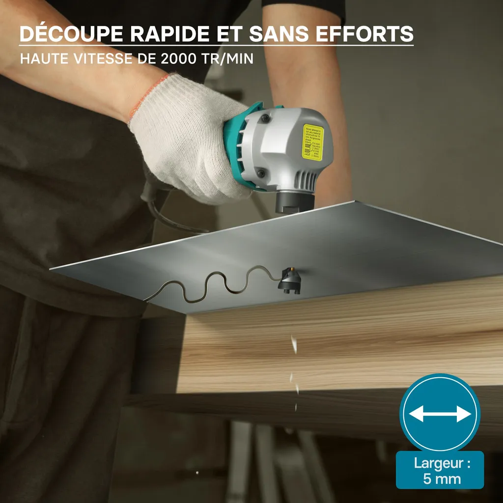 Wiltec Grignoteuse Électrique 500W pour Tôle et Métal - Coupe 2,5 mm