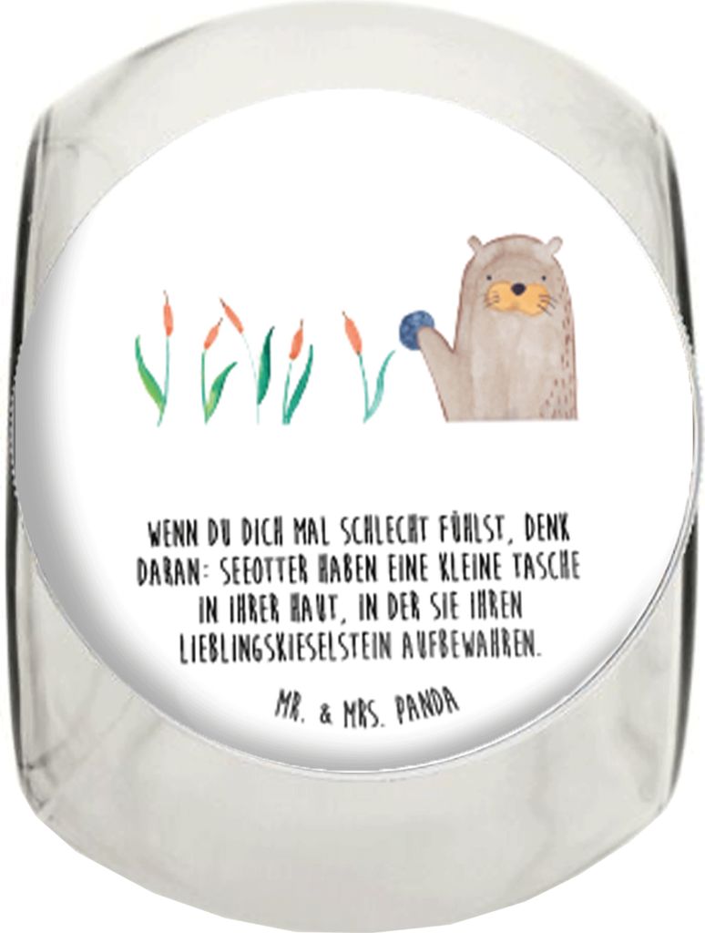 Mr. & Mrs. Panda Teedose Otter Stein XL 2000ml - Weiß - Geschenk, Seeotter, Frischhaltedose, gewürzglas, Bonboniere, Kaffeedose, Fun Facts, Glasd...