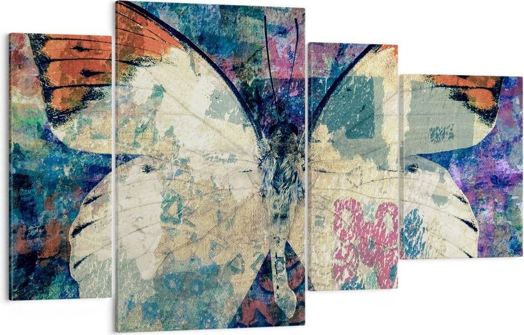 Bild auf Leinwand - Leinwandbild - Schmetterling Abstraktion - 120x70cm - Wand Bild - Wanddeko - Leinwanddruck - Bilder - Kunstdruck - Wanddekorati...