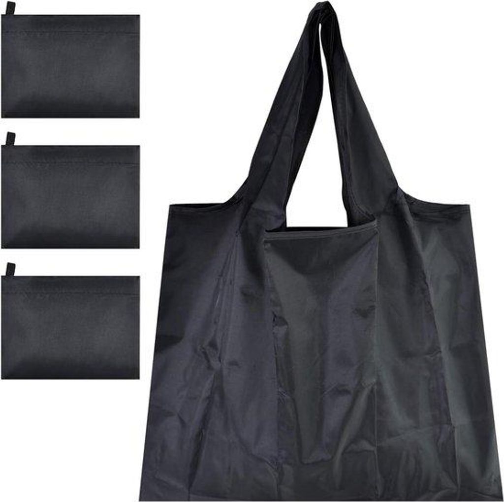 Große Faltebare Reisetasche aus 3 Teilen 50x40cm Waschbar Umweltfreundlich für Einkaufen Reisen Strand Schwarz