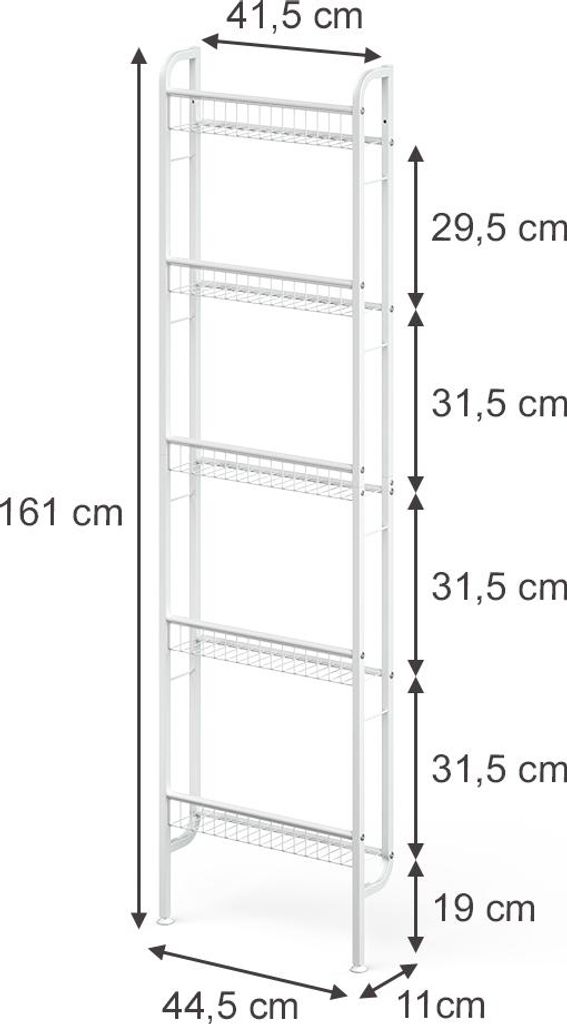 Vicco Leiterregal Klivo, 44.5 x 160 cm mit 5 Regalböden, Weiß