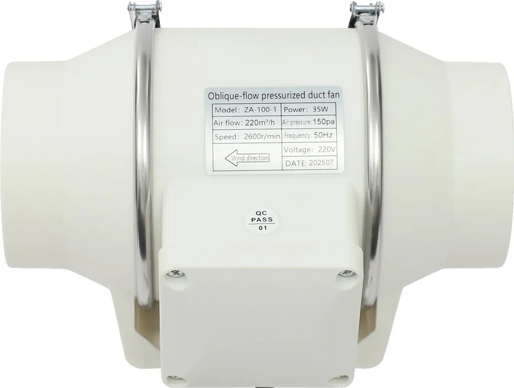 Ventilatore per Condotti in Linea PP - Flusso Aria Alta Pressione 220V