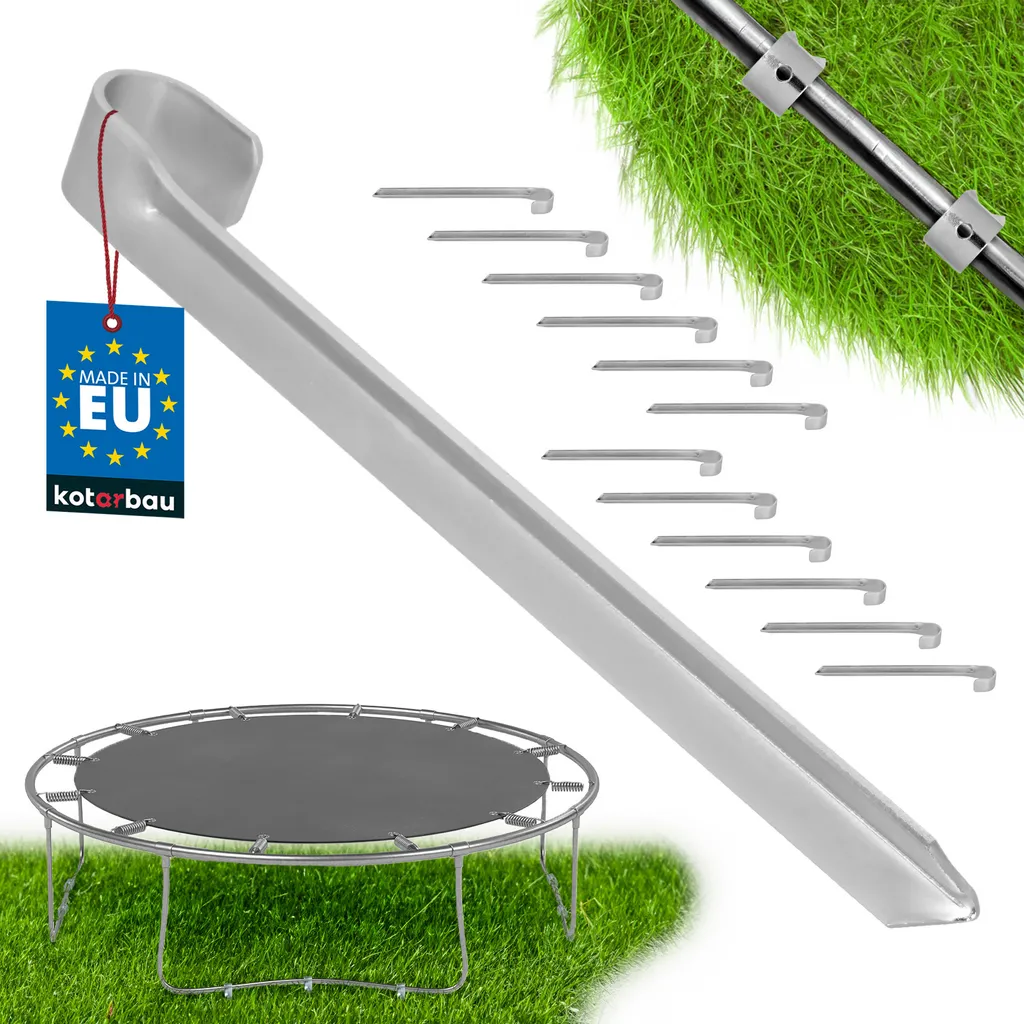 Piquets de fixation pour trampoline et tente - Ancre de sol inox 43 cm