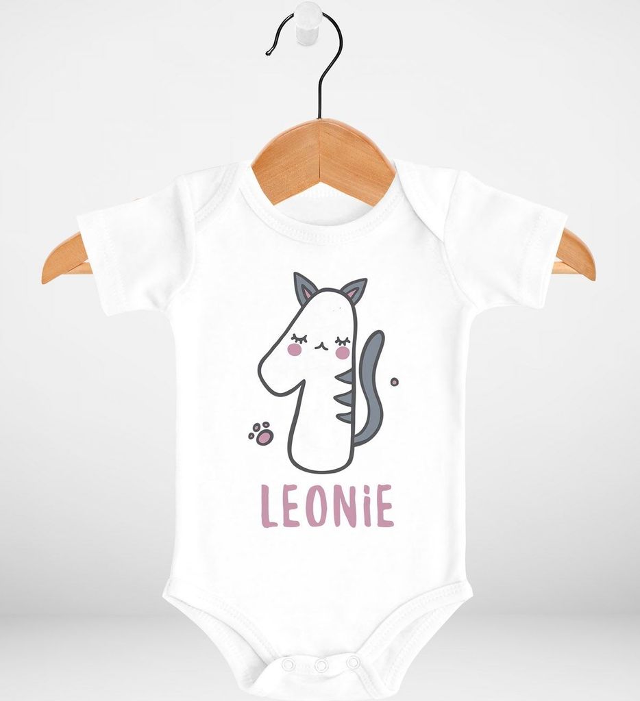 Baby Body mit Namen und Zahl zum 1. oder 2. Geburtstag Geschenk für Einjährige Zweijährige Baumwolle SpecialMe 1 weiß 0-3 Monate