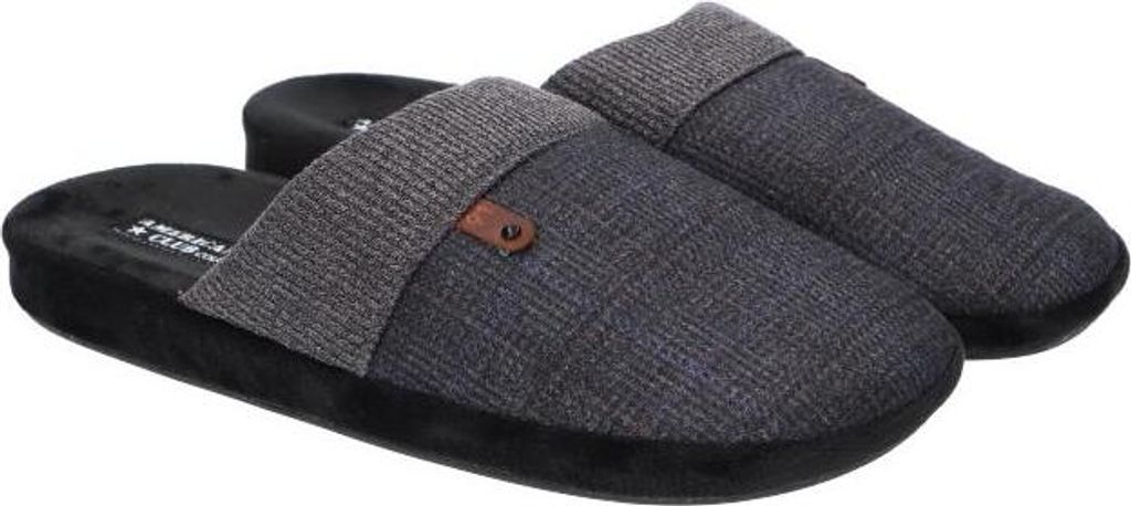AMERICAN CLUB, SL25, Elegante Herrenhausschuhe, warme Hausschuhe, Hausschuhe, perfekt für sich selbst oder als Geschenk, Farbe: Schwarz, Größe: 41