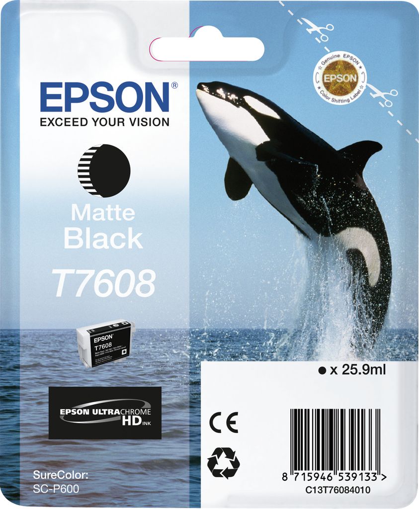 Epson T7608 Matná čierna, Čierna, Atrament na pigmentovej Obrázok produktu 