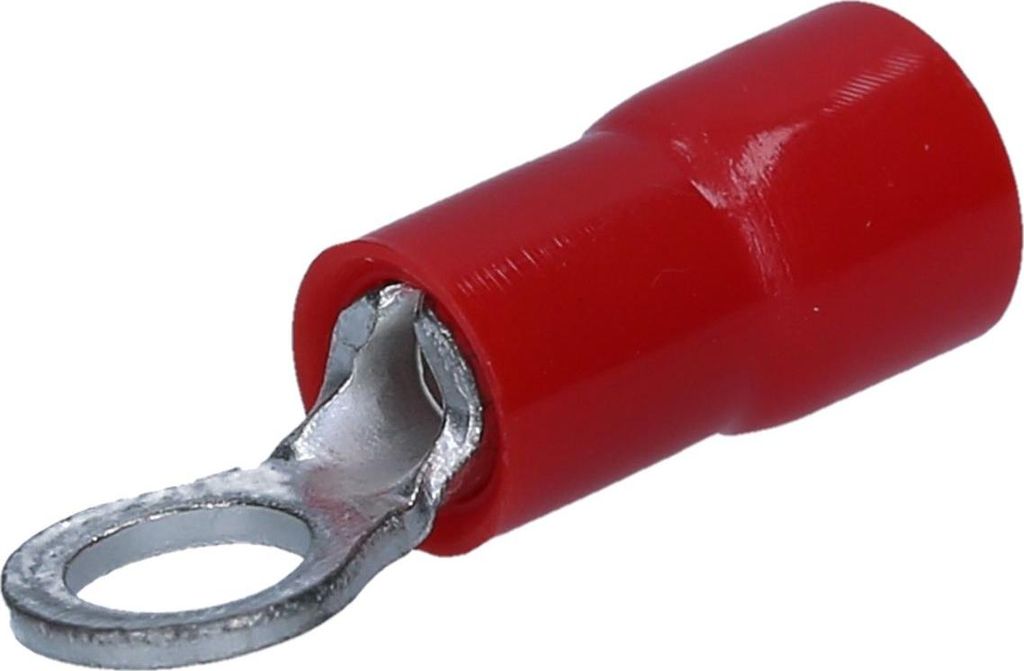 100 Stück Kalitec RKSRM3 Ringkabelschuh 0,5-1,5mm² I teilisoliert M3 rot I Kupfer I PVC Kragen I zum Verbinden von Kabeln oder Litzen I Kabelschu...