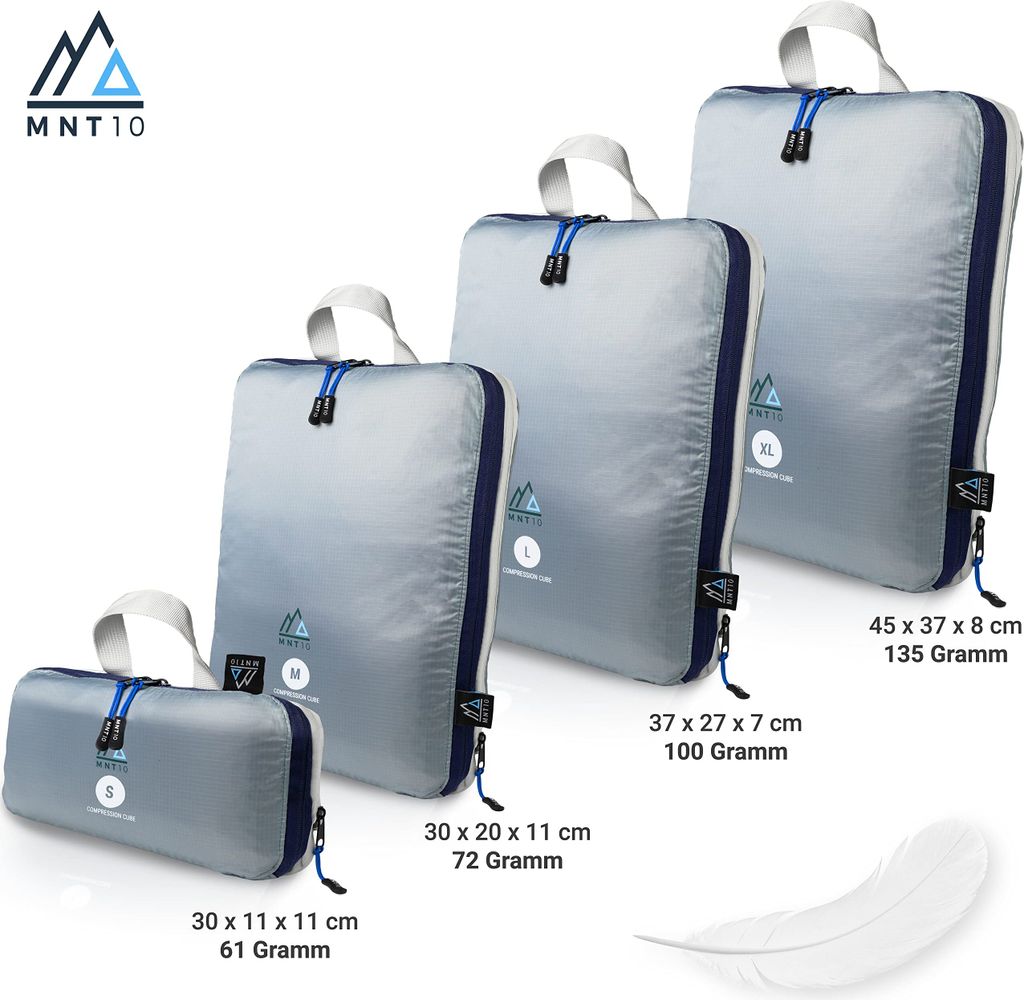 MNT10 Packwürfel Set - Kompressionsbeutel Für Reise & Rucksack In 4 Größen