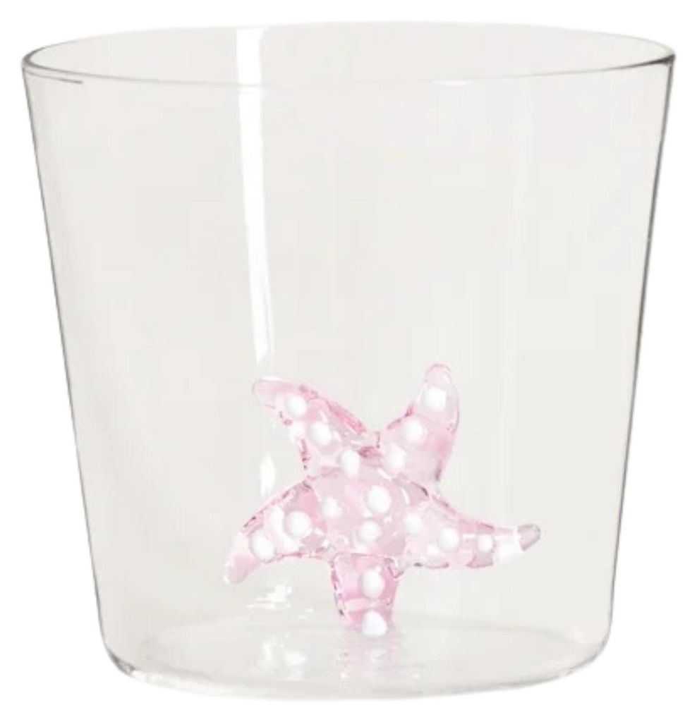 HOMLA ARTEZA Glas mit rosa Seestern 0,3 l Produktbild 