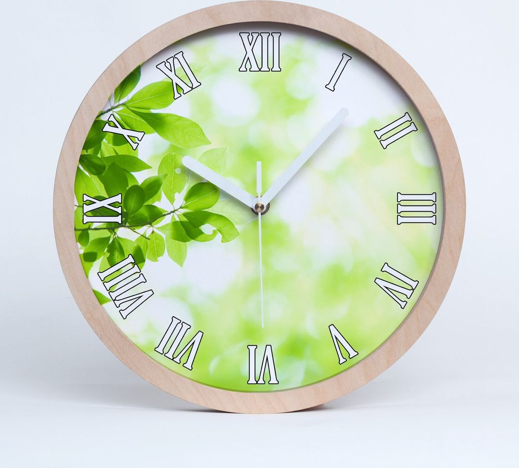 Holzuhr 30fi cm wanduhr - weiße Spitzen - Blätter