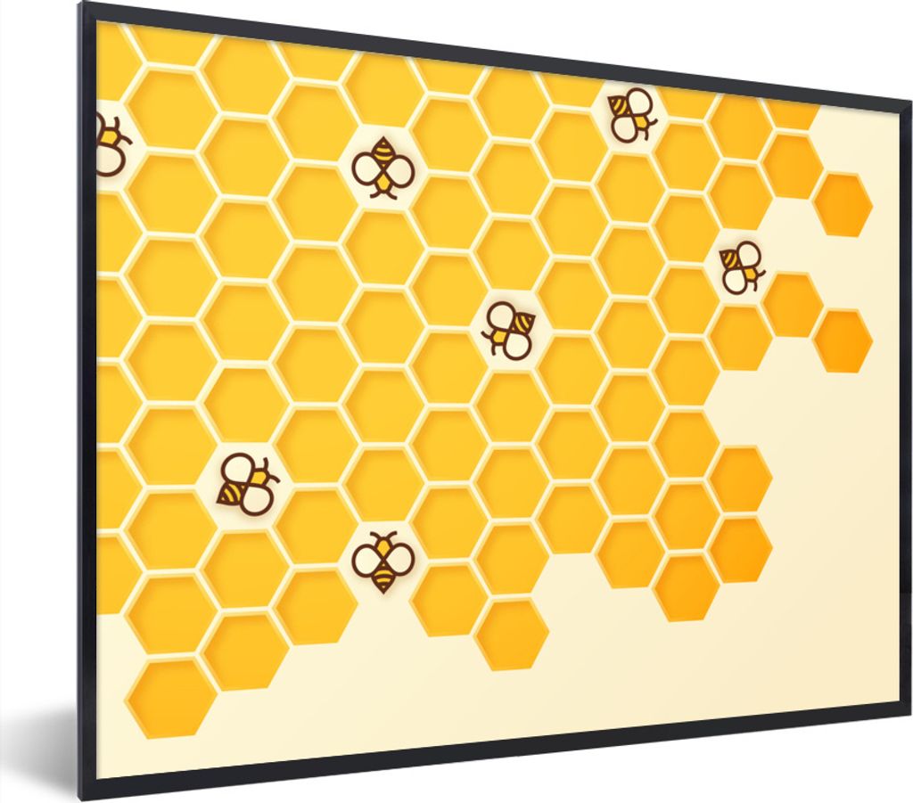 MuchoWow Gerahmtes Poster Eine Illustration des Inneren eines Bienenstocks 40x30 cm - Poster mit Schwarzem Bilderrahmen Wandposter Rahmen Foto Bi...