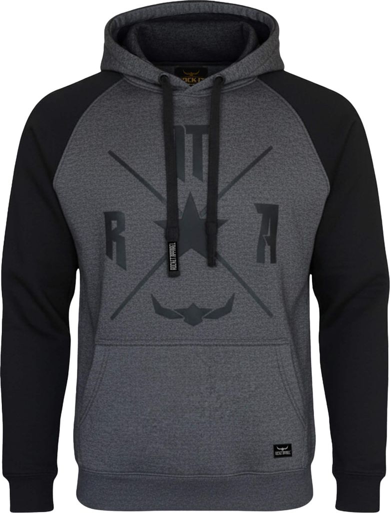 ROCK-IT Apparel Lässiger Herren Hoodie – "Urban Streetstyle Kapuzenpullover" Dark Heather/Schwarz 3XL