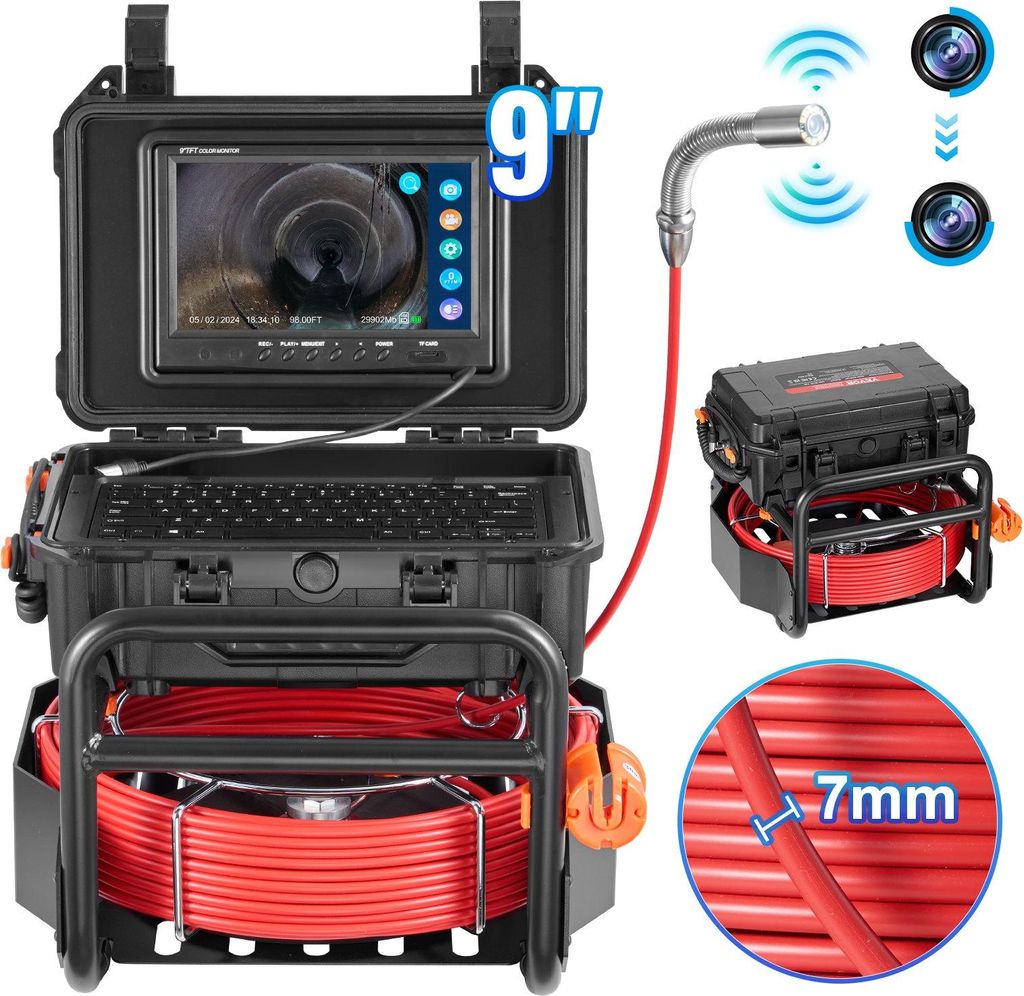 Kanalkamera 30m Rohrinspektionskamera Rohrkamera Endoskop 512Hz-Sender