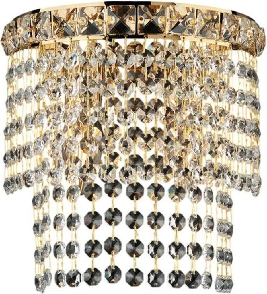 Applique murale dorée Wagner pour salon ou chambre chic 2 feux et strass